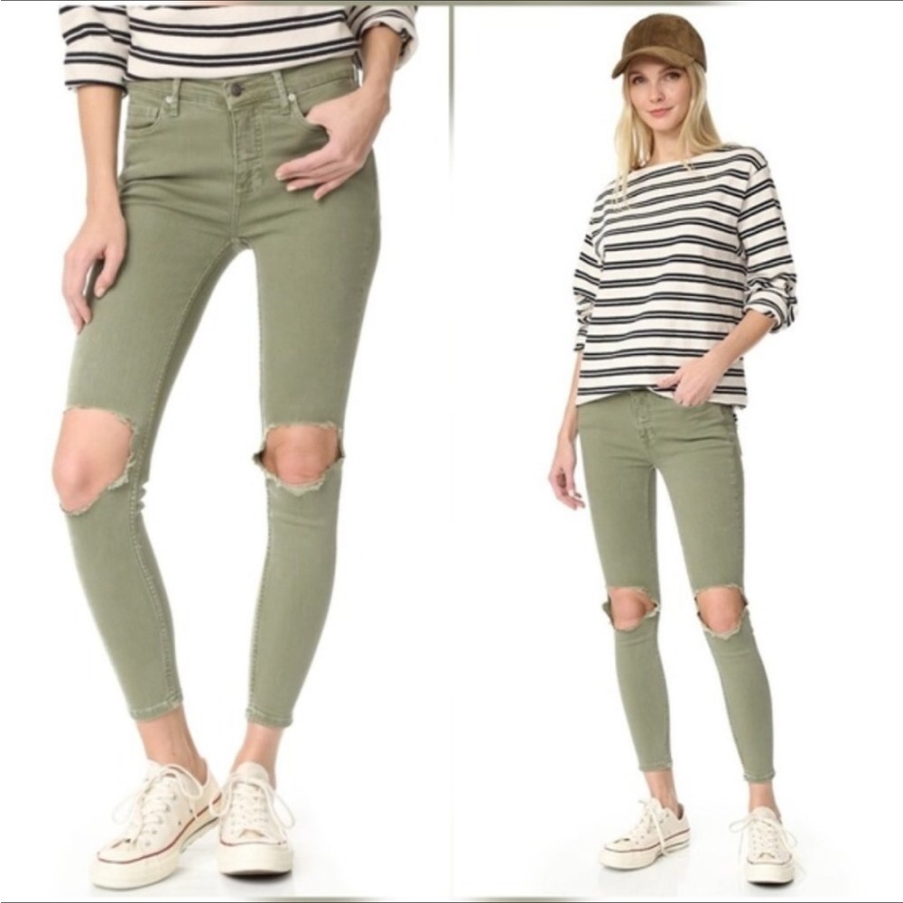 Free People Mid Rise Busted Knee Skinny Jeans - Picture 4 of 5